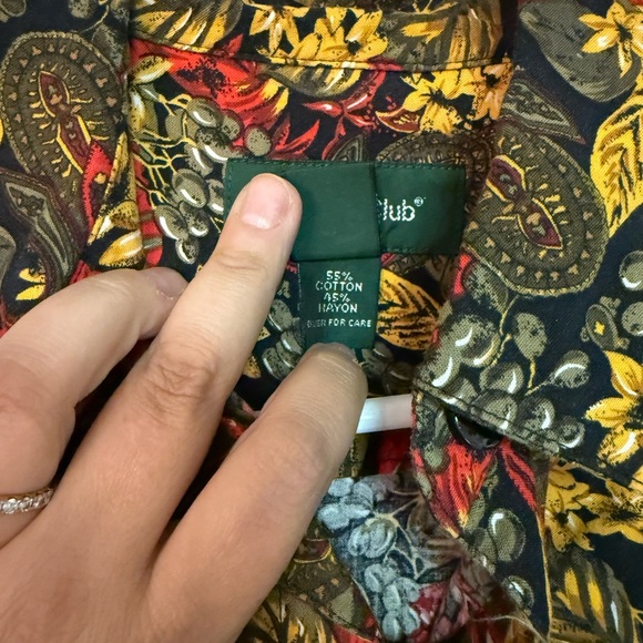 Vintage Hunt Club cotton blend floral paisley button down size M - Picture 4 of 6